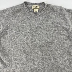 LL Bean Gray Crewneck Sweater Mens Large 100% Lambs Wool Grandpa Pullover